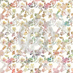 Vintage floral botanical spring background in soft pastel colors