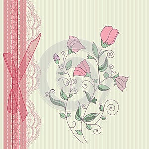 Vintage floral card background vector