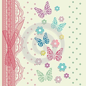 Vintage floral card background vector