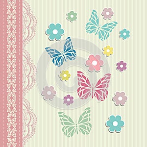 Vintage floral card background vector