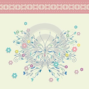 Vintage floral card background vector