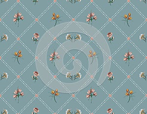 Vintage floral Design Garden small Flower , Small floral liberty kitchen towel and tablecloths inspired Seamless Pattern Vector