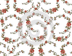 Vintage floral Design Old rose wall paper mood , Small floral liberty kitchen towel and tablecloths inspired Seamless Pattern