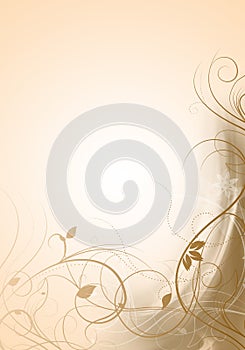 Vintage floral design with swirls, grunge paper background