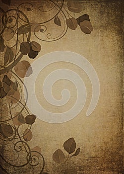 Vintage floral design with swirls, grunge paper background