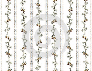 Vintage floral Design Vertical Stripe , Small floral liberty kitchen towel and tablecloths inspired Seamless Pattern Vector