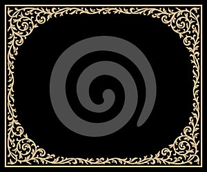 Vintage floral frame with retro ornament pattern in antique baroque style. Elegance background with text input area in a center.