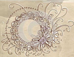 Vintage floral frame with space for your text. Vector illustration.