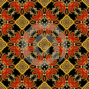 Vintage floral greek vector seamless pattern. Luxury ornamental background. Beautiful ornate repeat backdrop. Abstract