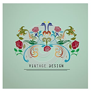 Vintage floral image logo creative design icon template