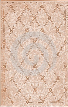 Vintage floral and lattice pattern paper from book photo