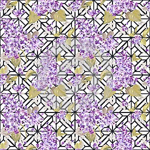 Vintage Floral Lilac Geometry Background