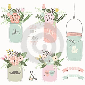 Vintage Floral Mason Jar