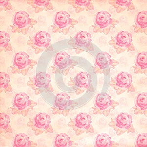 Vintage floral paper background Pink roses scrapbook paper