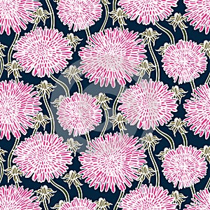 Vintage floral pattern with dandelions or asters.