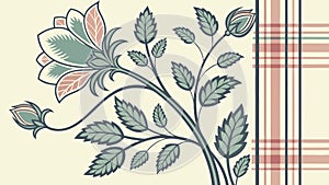 Vintage Floral Pattern with Plaid Elements Decorative Textile, vector design Generative AI