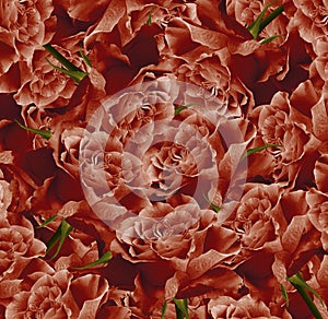 Vintage floral red beautiful background. Flower composition. Bouquet of flowers from red roses. Close-up.