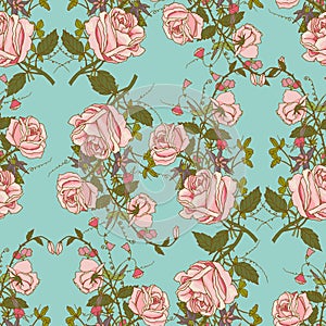 Vintage floral seamless color pattern