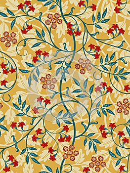 Vintage floral seamless pattern on light background. Bright colors. Vector illustration.
