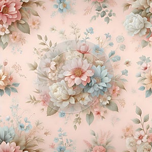 Vintage floral seamless pattern in pastel colors. Vector illustration.