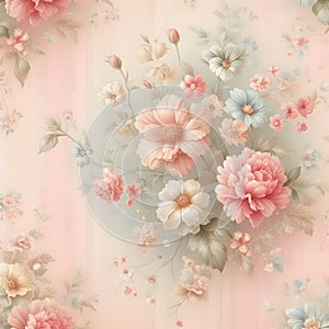 Vintage floral seamless pattern in pastel colors. Vector illustration.
