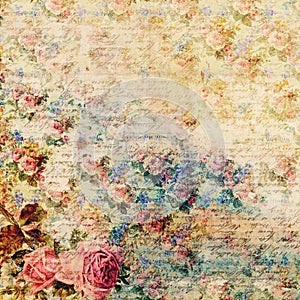 Vintage Floral Shabby Chic Background with script