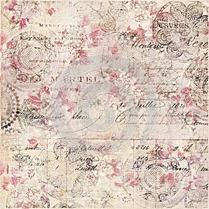 Vintage Floral Shabby Chic Background with script photo