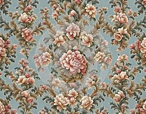 Vintage floral wallpaper vertical pattern
