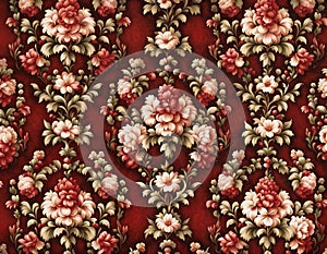 Vintage floral wallpaper vertical pattern