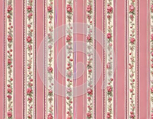 Vintage floral wallpaper vertical pink pattern