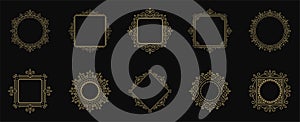 Vintage flourishes ornament frames set vector illustration