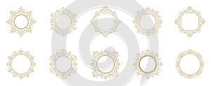 Vintage flourishes ornament frames set vector illustration