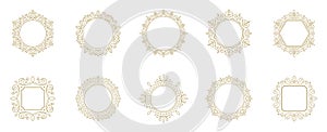 Vintage flourishes ornament frames set vector illustration