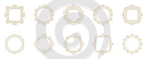 Vintage flourishes ornament frames set vector illustration