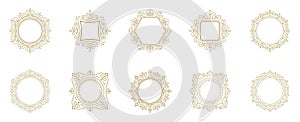 Vintage flourishes ornament frames set vector illustration