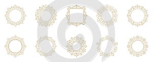 Vintage flourishes ornament frames set vector illustration