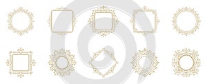 Vintage flourishes ornament frames set vector illustration