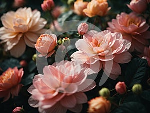 Vintage flower bloom vibrant blossoms and botanical design element.