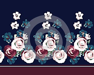 Vintage flower border on navy