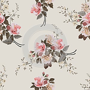 Vintage flower seamless pattern.Vector illustration