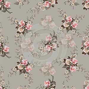 Vintage flower seamless pattern.Vector illustration