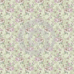 Vintage flower wallpaper texture. Old vintage wallpaper with roses for your project photo