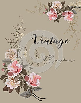 Vintage flower for wedding,invitation,greeting cards.Vector illustration