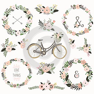 Vintage Flower Wreath Bicycles