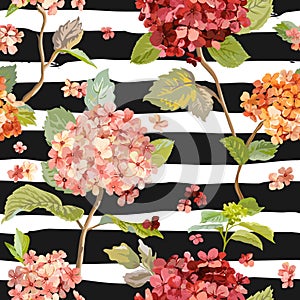 Vintage Flowers - Floral Hortensia Background - Seamless Pattern photo