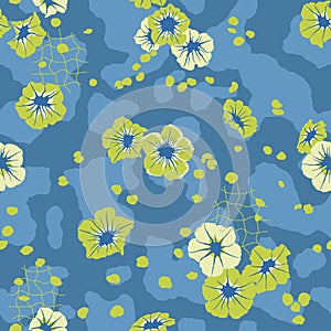 Vintage flowers and petals pattern. Fabric print. Provence style cute wallpaper. Vector