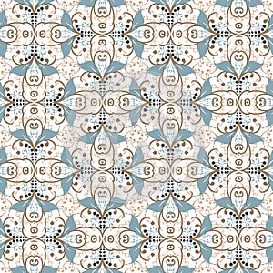 Vintage flowers seamless pattern. Floral colorful ornamental vector background. Renaissance style vintage flowers ornament.