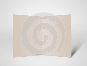 Vintage Folded paper brochure style on white background. Brown retro Blank brochure Design with realistic shadow