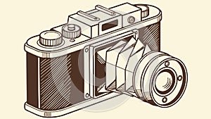 Vintage Folding Camera, Classic Photography Equipment, vector design Generative AI