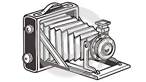 Vintage Folding Camera Line Art Icon Vector Illustration, vector design Generative AI